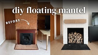 DIY Floating Mantel | Wooden Fireplace Mantel On A Budget