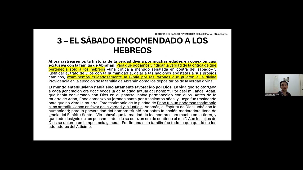 "HISTORIA DEL SABADO Y DEL PRIMER DIA DE LA SEMANA". Sebastián Murillejo.