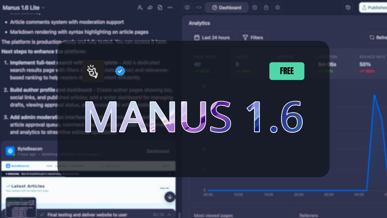 Manus 1.6: Cloud Computer with Free Access to All Types of Advanced AI Agents