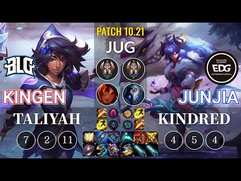 BLG Kingen Taliyah vs EDG JunJia Kindred Jungle - KR Patch 10.21