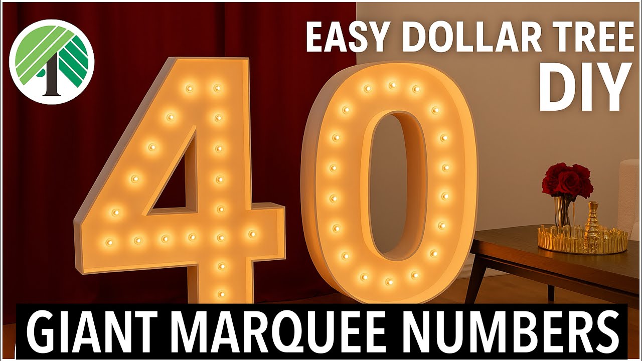 Watch video How To Make Large 5FT Marquee Numbers With Lights | Dollar Tree DIY Birthday Décor With Foam Boards Now How To Make Large 5FT Marquee Numbers With Lights | Dollar Tree DIY Birthday Décor With Foam Boards