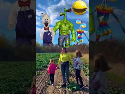A walk with the family where we met monsters #shotrs #hulk #icecream #pacman #viral #funny
