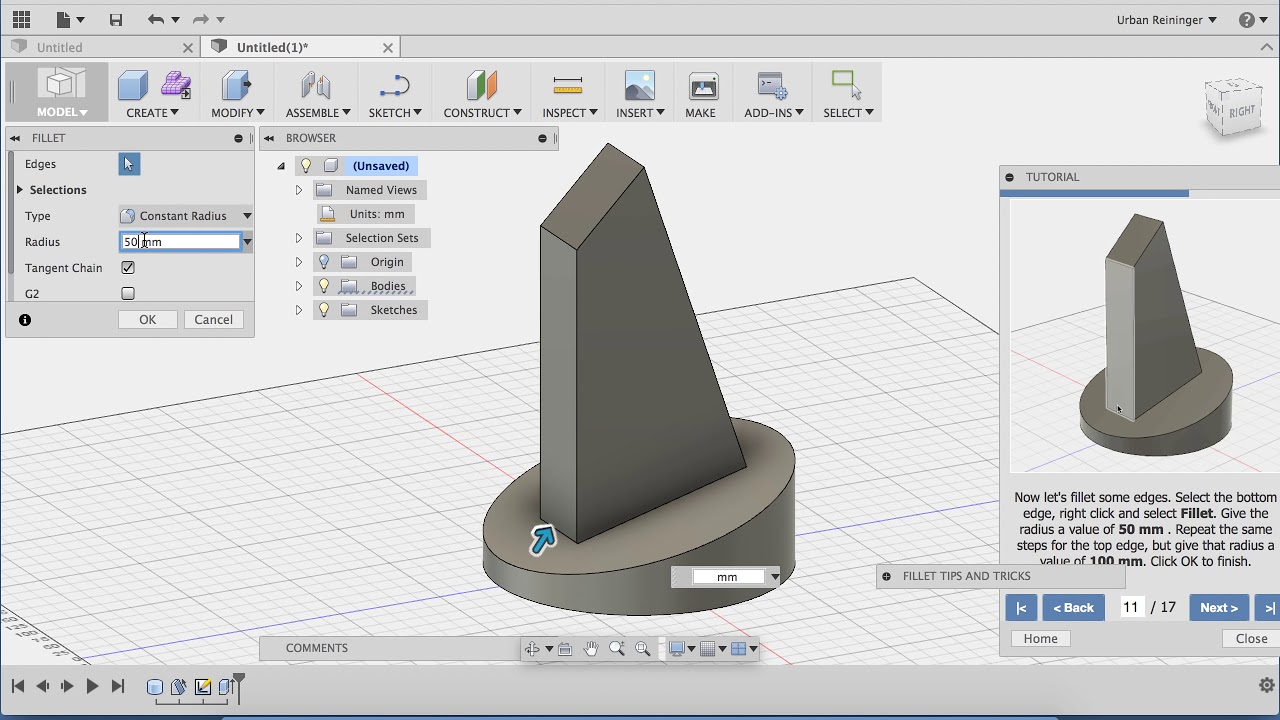 Autodesk Fusion 360 - Tutorial 1: Basic Design Step-by-Step tutorials