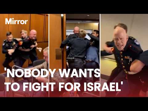US Marine BREAKS ARM while being removed from Senate during Iran war protest