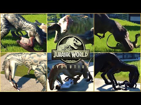 ALL CARNIVORE DINOSAURS HUNTING & ATTACKING HUMAN ANIMATION | Jurassic World Evolution [Part 2]