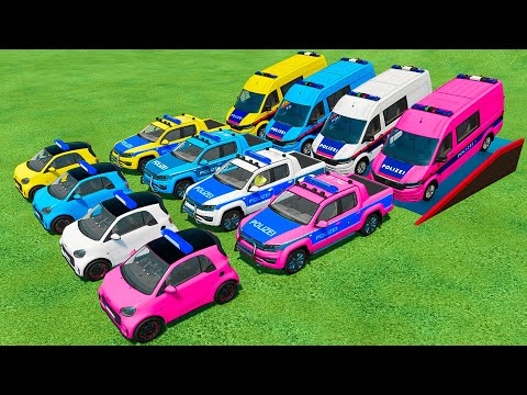 TRANSPORTING VOLKSWAGEN POLICE CARS & MINIBUS , SMART POLICE CARS WITH ISUZU TRUCKS ! FS 22