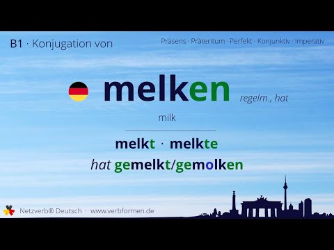 Konjugation des Verb „melken“ (regelm.) - alle Zeitformen lernen, Übersetzung, Tutorial