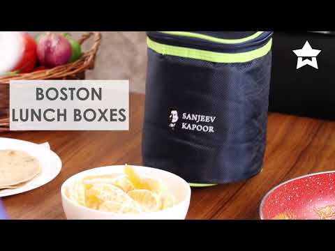 Boston Square Glass Lunch Boxes With Insulated Bag 320ml - Set Of 3 Pcs
