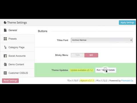 Alysum Prestashop AMP theme update