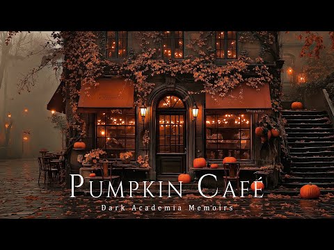 Enchanted Pumpkin Café 🍁 Rainy Autumn Night Ambience | Dark Academia Piano & Halloween Focus Music