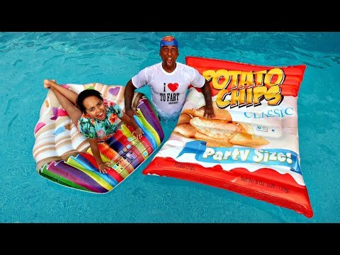 Giant Potato Chips VS Giant Cupcake Swimming Pool Challenge