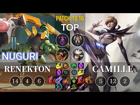 DWG Nuguri Renekton vs Camille Top - KR Patch 10.16