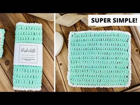 Double Crochet Dishcloth Pattern in 3 Sizes // Easy Crochet Dishcloth for Beginners