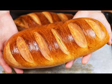 Sweet Long Loaf on Milk - Soft and Fluffy Bread. Ukrainian Recipe for Bread for Sandwiches