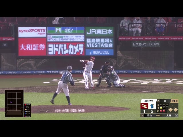 【4回裏】ライトへの鋭い当たり!! イーグルス・宗山塁 タイムリーヒットで再び同点に!! 2025年6月3日 東北楽天ゴールデンイーグルス 対 横浜DeNAベイスターズ
