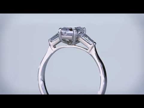 VIDA - Emerald Diamond Trilogy Engagement Ring (E-H353-P)