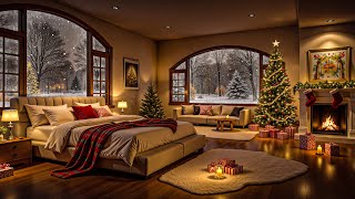 🎄🎅 Calming Christmas Jazz 2026 🔥 Warm Fireplace Holiday Bedroom & Peaceful Winter Snow Ambience ❄️