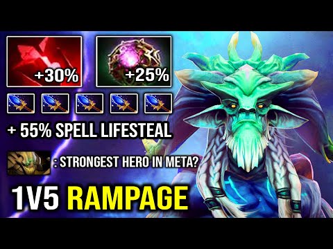 WTF 1v5 Rampage 10K Immortal Leshrac +55% Spell Lifesteal with OC Aghanim Bloodstone Most IMBA DotA