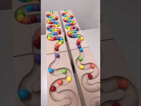 marble Run Race ASMR #184 Wooden Wave Course Colorful Marbles   #marblerun #marblerunrace #asmr