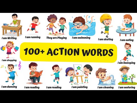 Learn 100 Action Verbs in English for Kids | Easy Action Words with Pictures and Videos