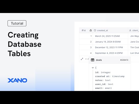 Creating Database Tables