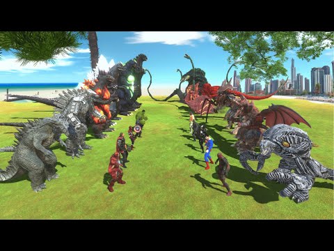 All Godzilla + Marvel vs DC +  Kaiju Monster - Animal Revolt Battle Simulator