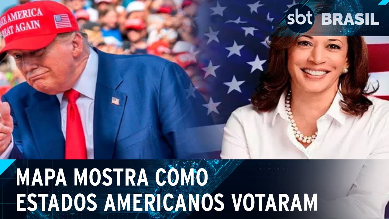 Trump venceu em todos os estados-pêndulo nos EUA; veja mapa | SBT Brasil (06/11/24)