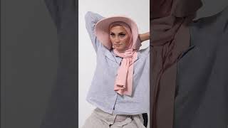 حجاب شاطئ بيبي بينك مع طرحة