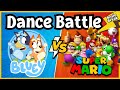 Dance Battle Bluey VS Super Mario Brain Break Just Dance PE Warmup GoNoodle Inspired