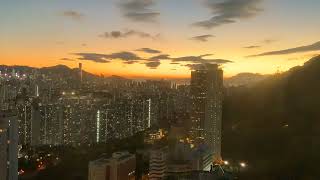 sunset in timelapse mode at 21 December 2021 winter solstice