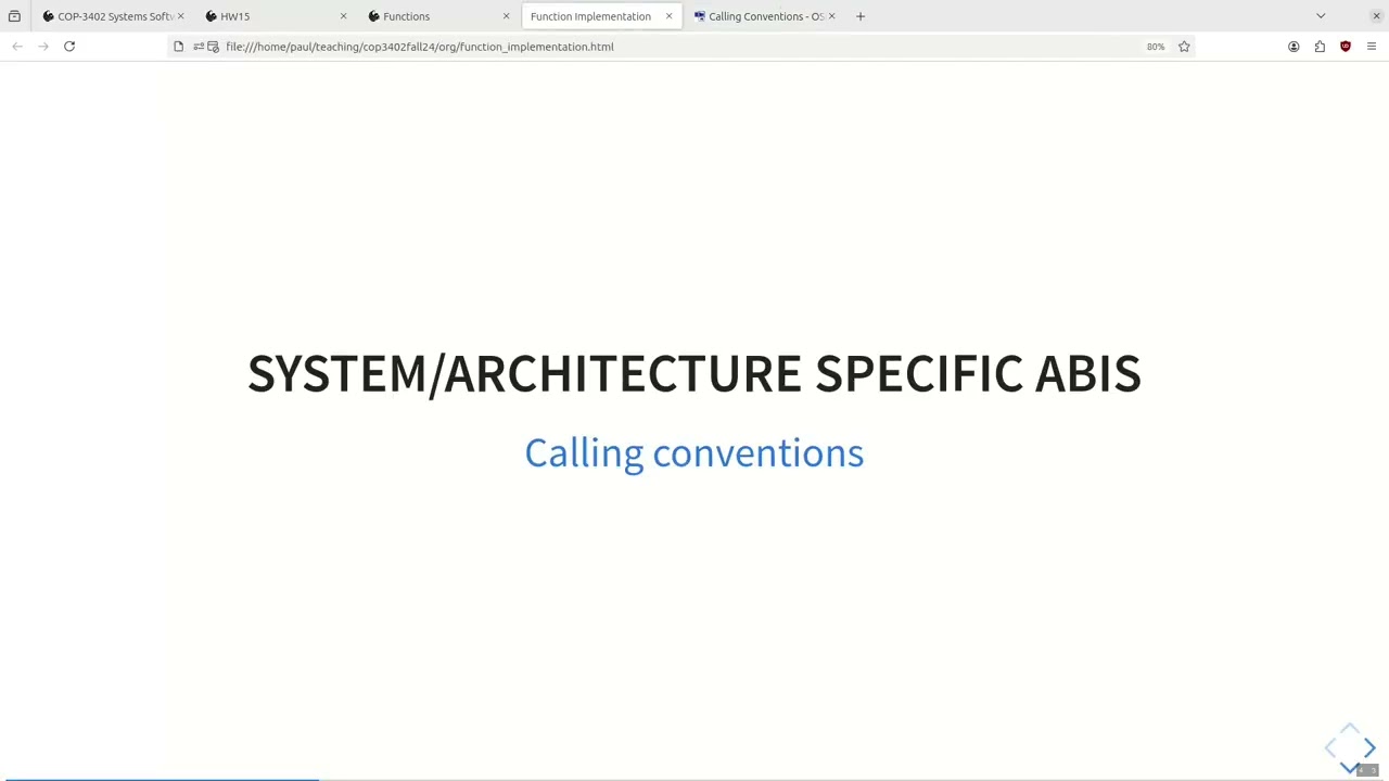(19) Compiler implementation: Function implementation (COP-3402 Fall 2024)