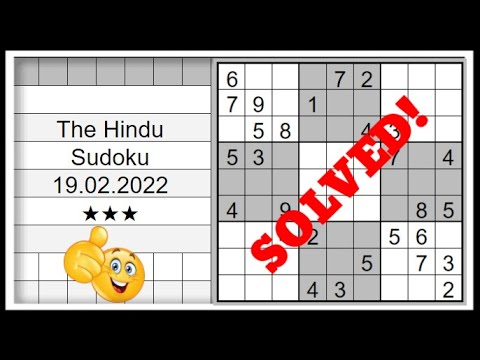 🔊How to Solve The Hindu Sudoku 3 Star | Step by Step Solution | 19.02.2022|  Level ★★★