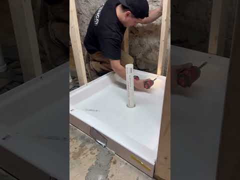 Installing shower pan #plumbing #plumbingvideos #plumber #shortsfeed #plumber #shortvideo