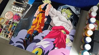 Drawing Broly holding Goku in large size Canvas - Commission