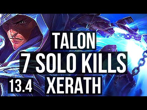 TALON vs XERATH (MID) | Rank 1 Talon, 67% winrate, 7 solo kills, Rank 9 | TR Challenger | 13.4