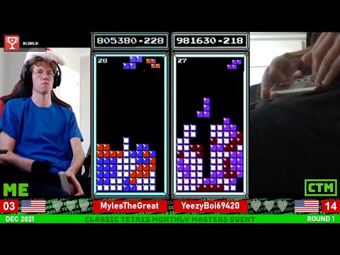 MASTERS Rd. 1: ROLLER Myles vs TAPPER Yeezy  – Classic Tetris Monthly December 2021 [7/15]