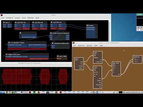 AlsaModularSynth QRQ CW Morse Code 'keyable' pure sine wave oscillator with exponential edges