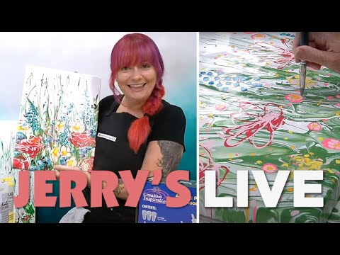 Jerry's LIVE Episode #JL254: Acrylic Pour Painting and Splatters: Wildflowers
