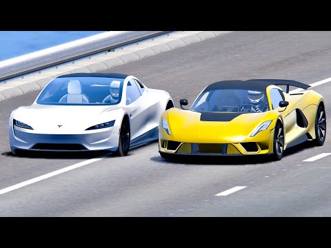 Hennessey Venom F5 vs Tesla Roadster - Drag Race 20 KM