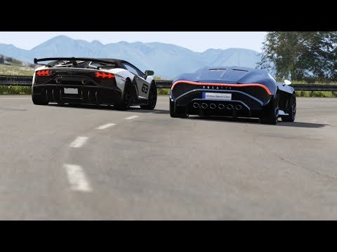 Bugatti La Voiture Noire vs Aventador SVJ 63 vs Bugatti Chiron vs SSC Tuatara
