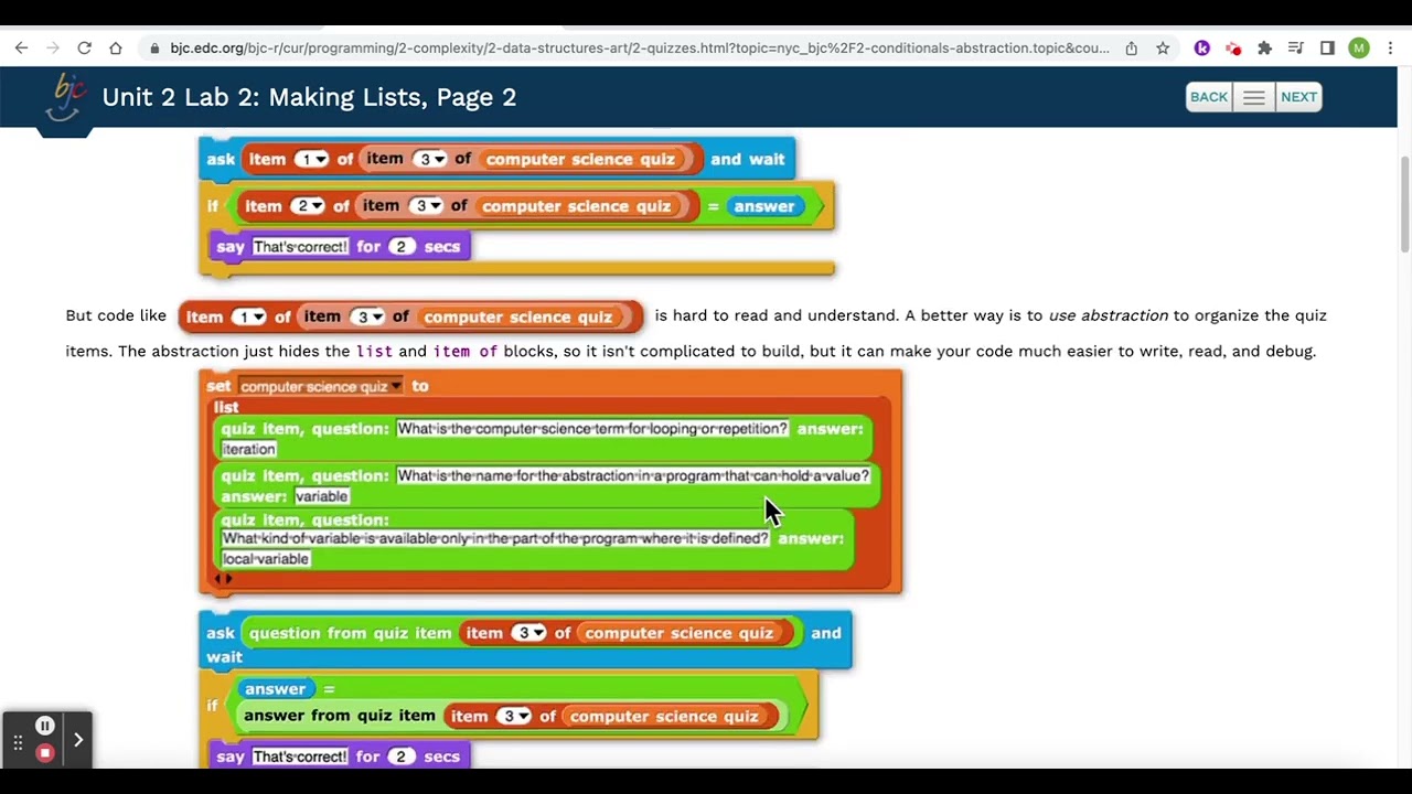 Unit 2 Lab 2 Planning a quiz app