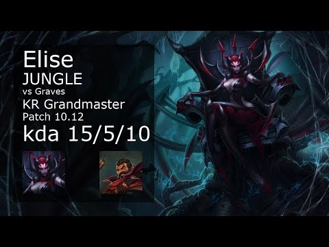 Elise Jungle vs Graves - KR Grandmaster 15/5/10 Patch 10.12 Gameplay // [롤] 엘리스 vs 그레이브즈 정글
