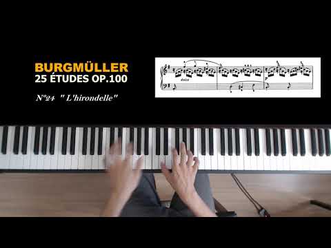 Burgmuller Op.100, Piano Etude #24: L'hirondelle (The swallow) + sheet music