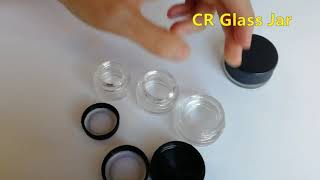 9ml CR Glass Concentrate Container Jar Child Proof of Black Lid