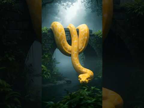 Giant Yellow Snake on a Misty Bridge #shorts #snake #giantsnake #yellowsnake #wildlife #nature