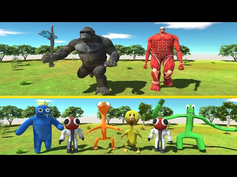 Colossal Titan and King Kong vs ALL Rainbow Friends - Animal Revolt Battle Simulator