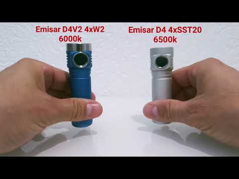 Emisar D4V2 4xW2 6000k turbo  - Emisar D4 4xSST20 6500k turbo comparison