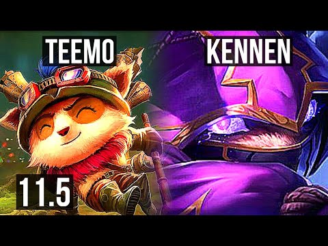 TEEMO vs KENNEN (TOP) | Rank 4 Teemo, 2.3M mastery, 3/2/15, 800+ games | BR Grandmaster | v11.5