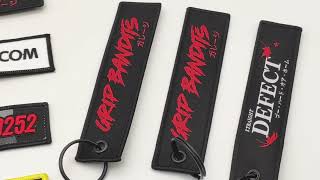 Custom Jet tag Fabric Airplane Motorcycle Jdm Embroidery Short Strap Lanyard Promotional Keychains