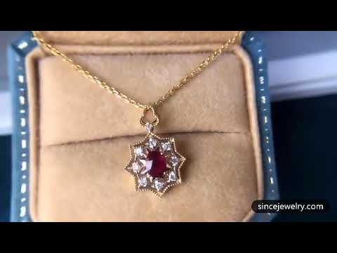 Ruby (0.33 ct. t.w.) & Diamond (0.10 ct. t.w.) 18" Pendant Necklace in 18K Yellow Gold